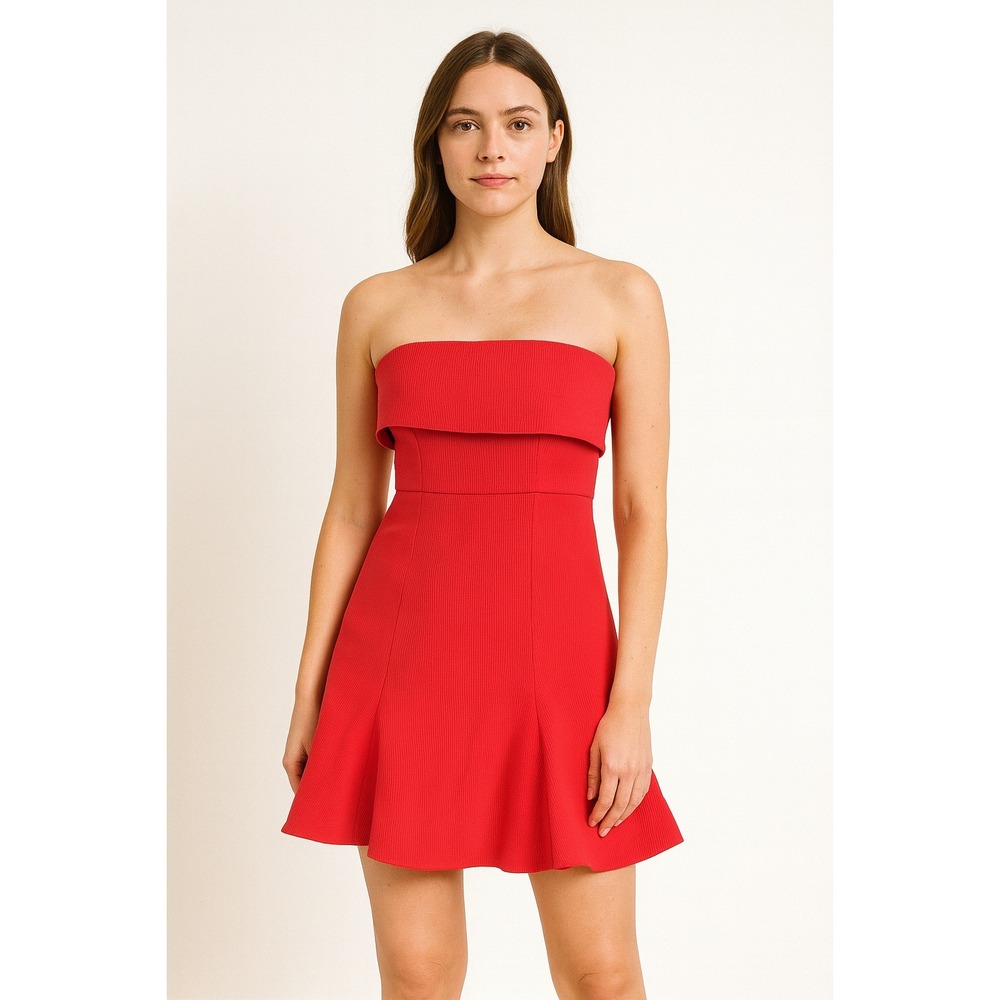C/Meo Collective Red Strapless Fit-and-Flare Mini Dress - Size Medium - US 4